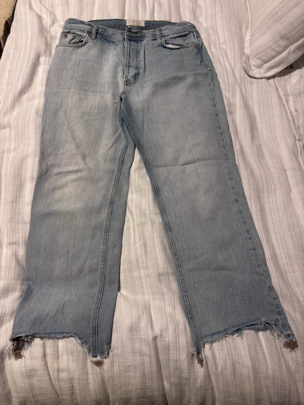 We The Free Light Blue Flare Jeans with Frayed Hem